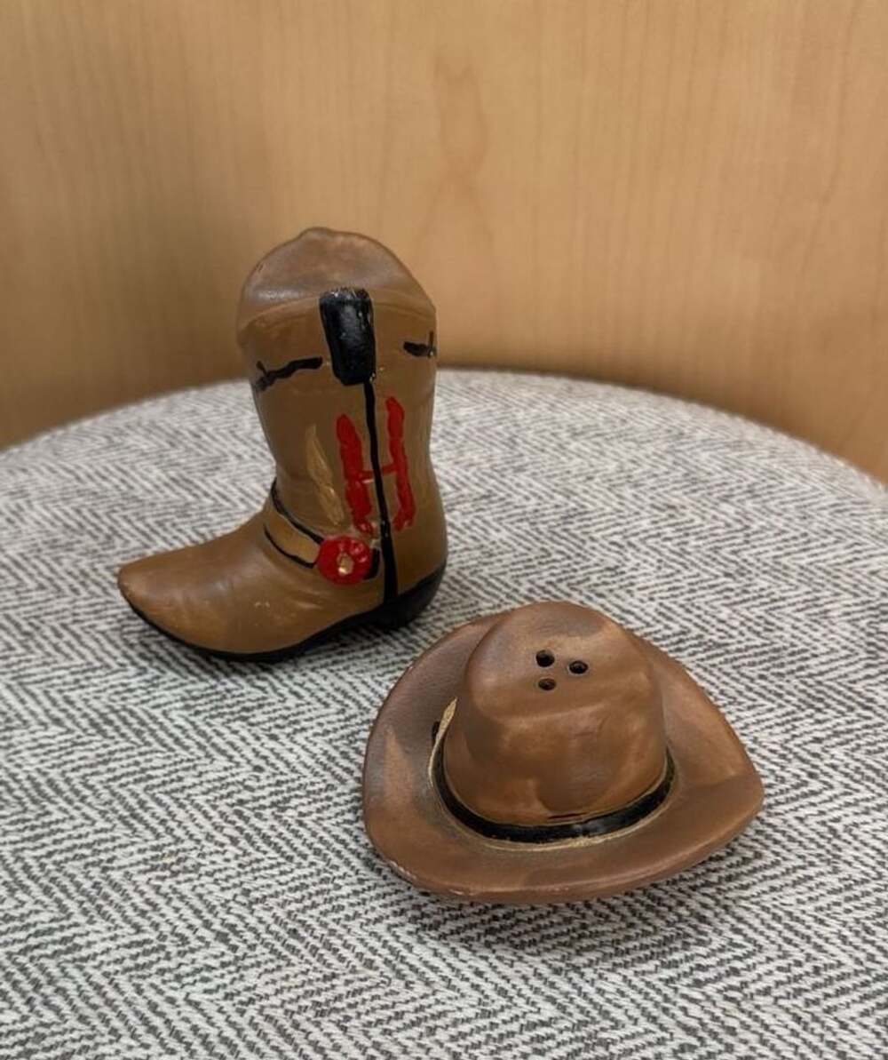 Ceramic Cowboy Boot and Hat Salt and Pepper Shaker Set